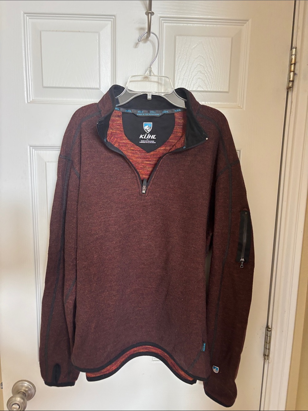 Kuhl Men's Zip-Up Sweater - Maroon with Black Trim